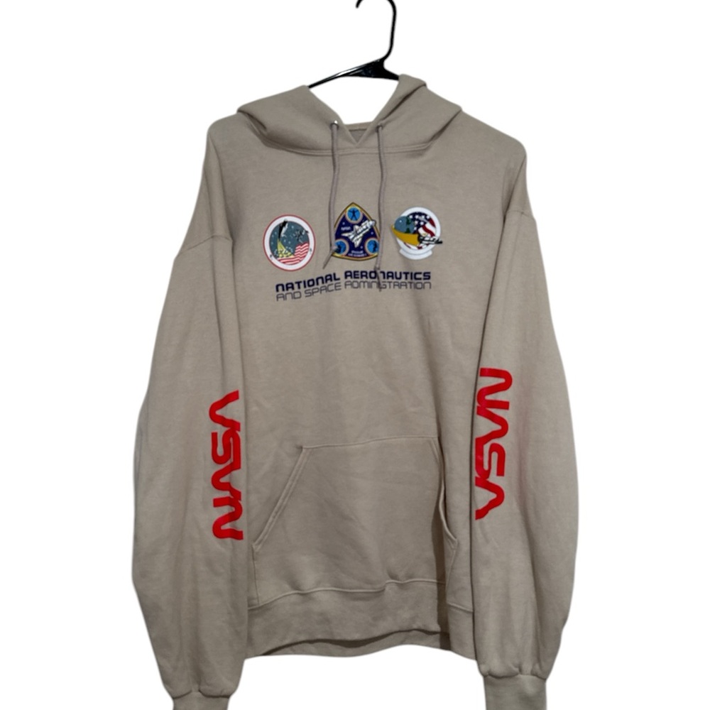NASA Tan and Red Sweatshirt with Graphic Design